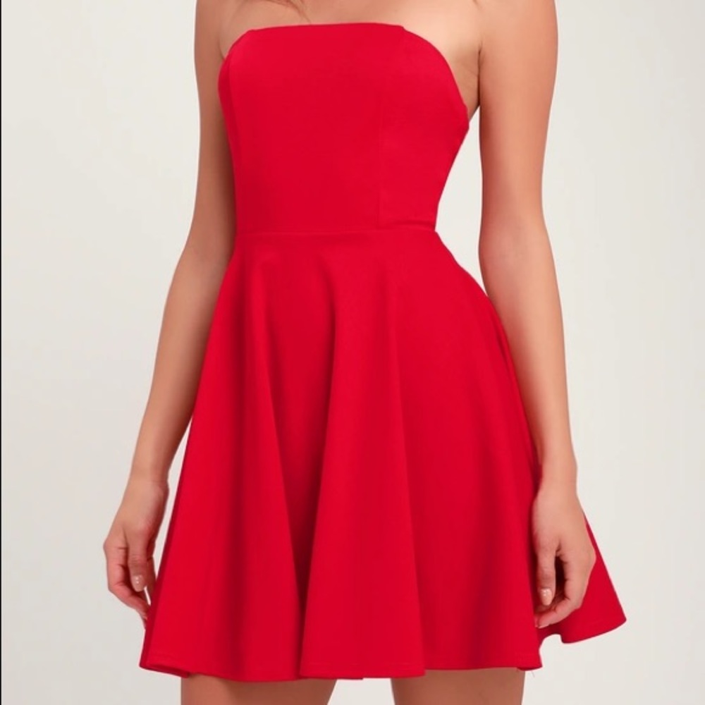 Red lulus strapless skater dress